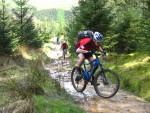 Pedaling up Wooler Knoll in the Peaks.