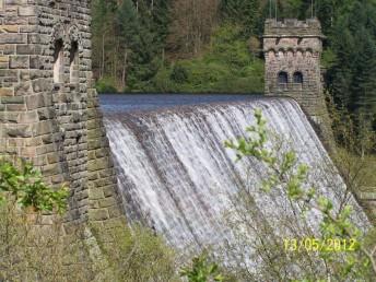 Derwent Dam waterfall.