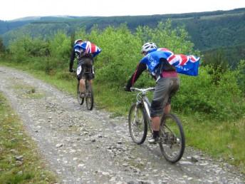 Mountain biking union jack capes