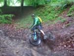 Mountain bike falling off.
