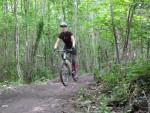 Woman mountain biker at Nova trail Ashton Court.