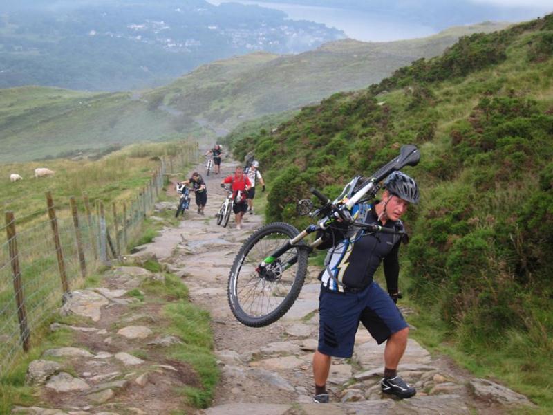 Ascending Snowdon on a mountain bike