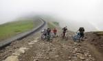 Pushing a bike up Snowdon near Clogwyn station