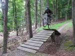 Wooden jump at UK Bike Park