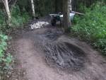 Muddy bog at mountain bike trail