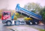 Artistic pastel image of a lorry.