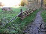 Anti bike fence at a mountain bike trail.