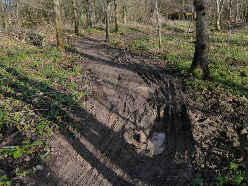 Muddy mountain bike trail