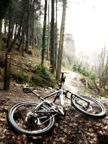 Moody bike at Cwm Carn.