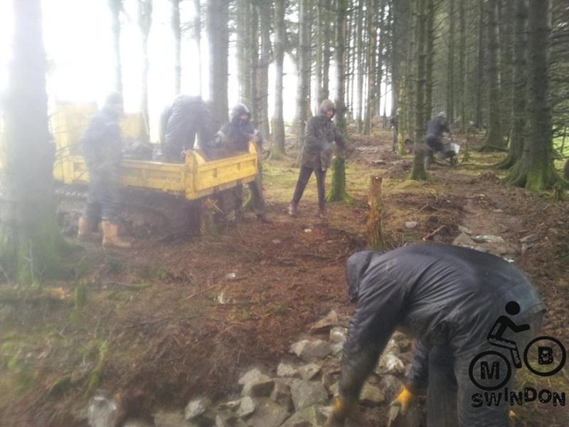 Tipping rock at skills park trail build session.