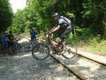 Jumping a railway.