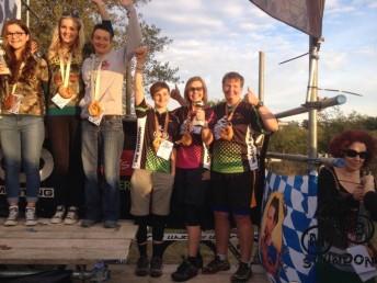 MBswindon ladies race team on podium at Bristol Oktoberfest.