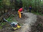 Berm at mountain bike trail.