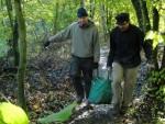 Shifting gravel at mountain bike trail.