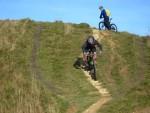 Riding a set of steps on Painswick beacon.