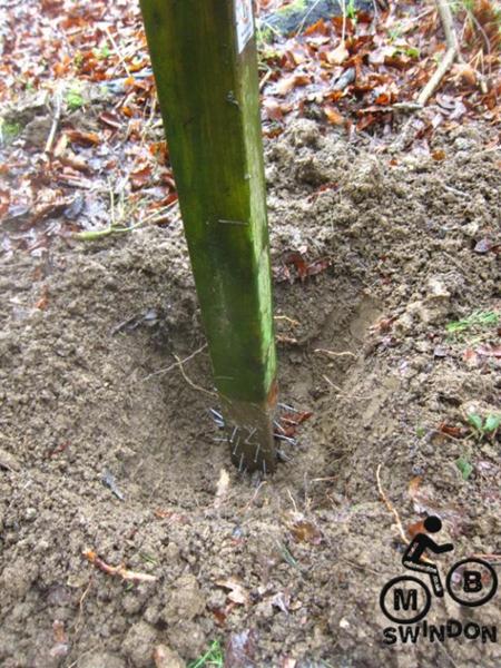 Fixing sign post into the ground with postcrete