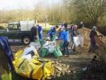 Volunteers at a trail build day.