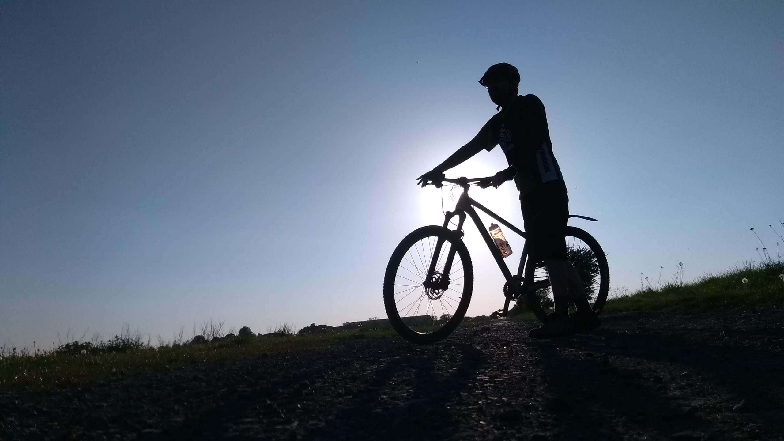 Mountain biker in silhouette